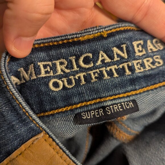 American Eagle Jegging Super Stretch Dark Wash Distressed Blue Jeans Size-2 - Picture 6 of 6